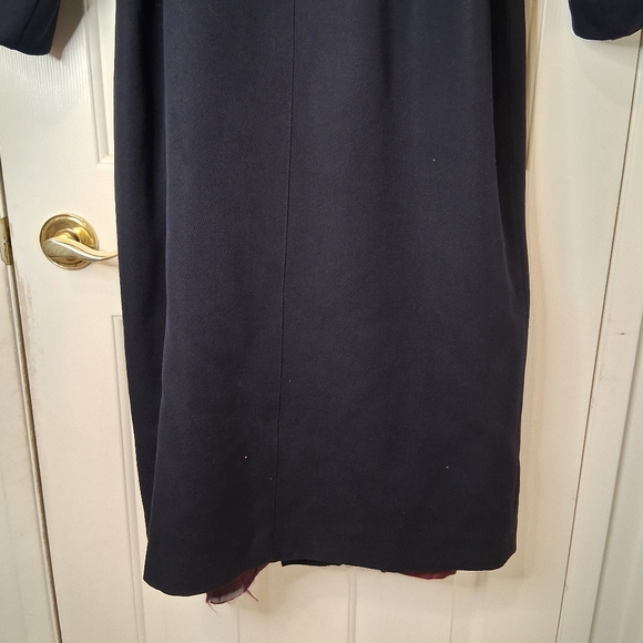 VINTAGE Anna Collection Saxonia Pure Virgin Wool Navy Blue Trench Coat - Picture 13 of 16